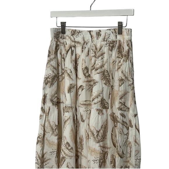 ELAN INTERNATIONAL WOMENS SMALL TIERED PRINTED MAXI SKIRT CREAM BEIGE NEW - Picture 7 of 13